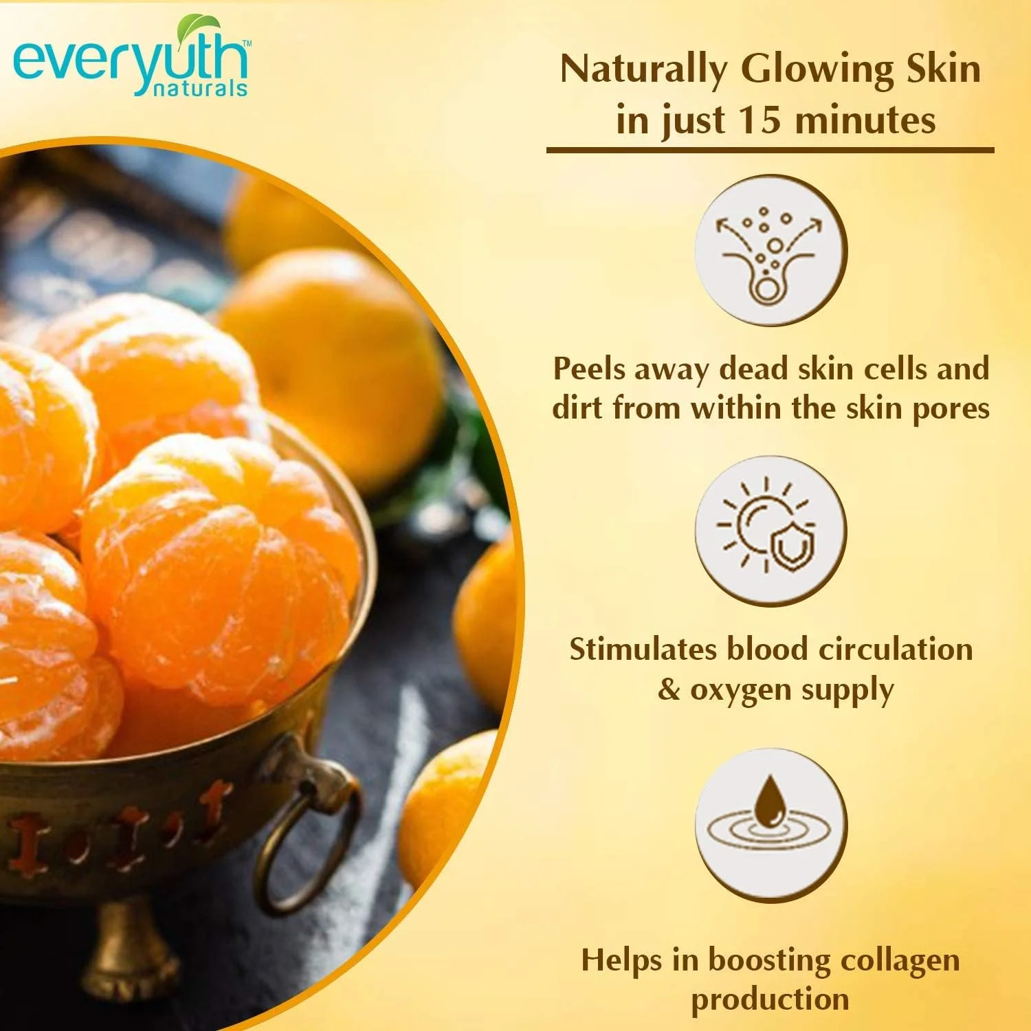 ماسک لایه بردار صورت Everyuth Natural Advanced Golden Glow، درخشش فوری پوست، 90 گرم