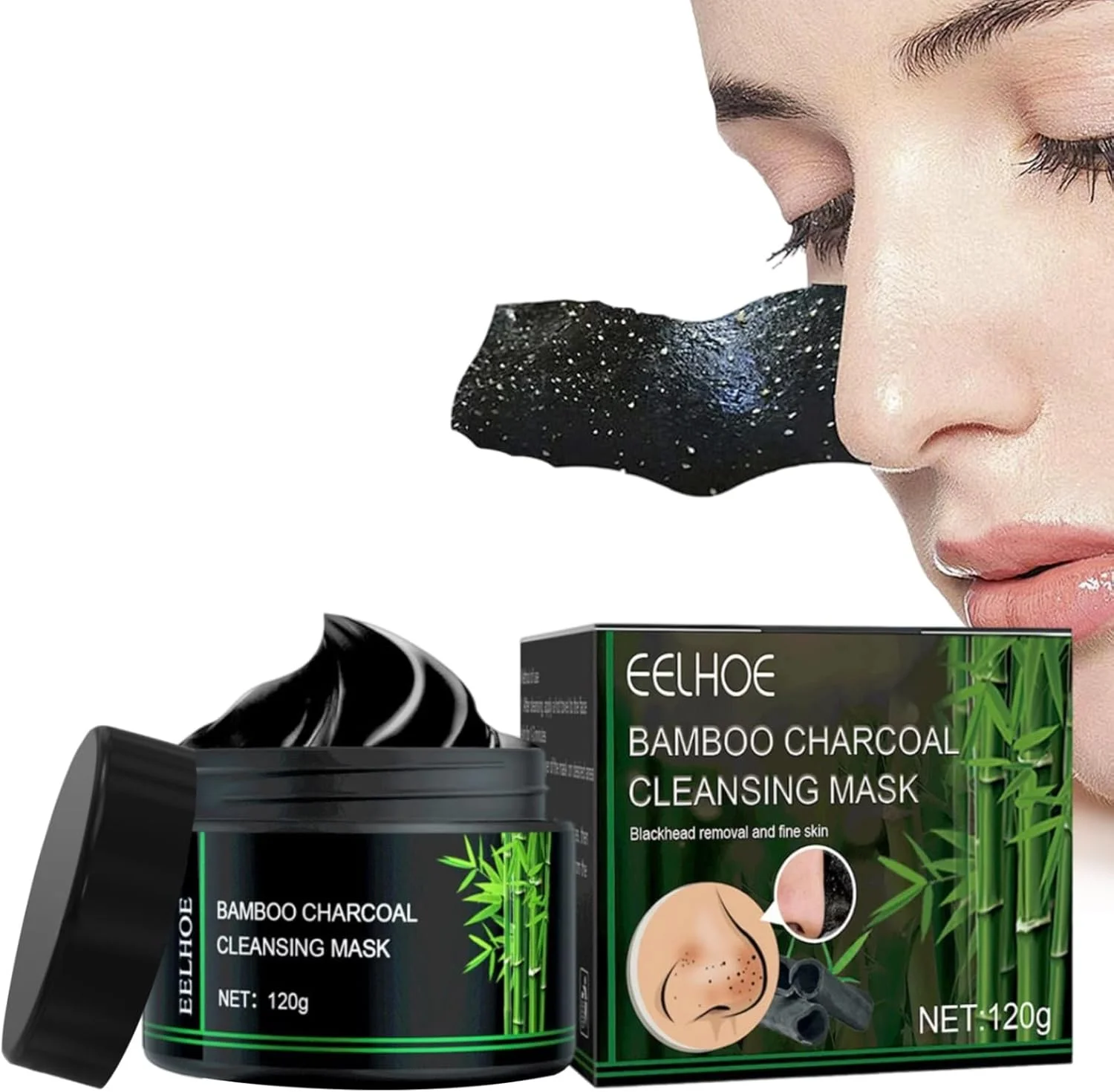 ماسک پاک کننده جوش سرسیاه، ماسک لایه بردار صورت، ماسک زغال بامبو، ماسک پاک کننده عمیق صورت برای آقایان یا بانوان - مراقبت از پوست با ماسک صورت