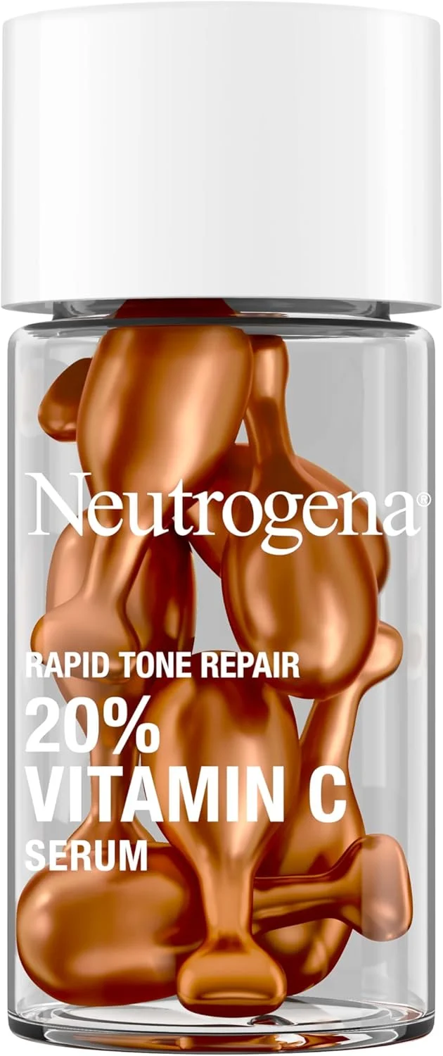 کپسول سرم صورت ویتامین C 20% نوتروژینا رپید تون ریپیر، سرم صورت روزانه با ویتامین C برای کمک به روشن شدن رنگ پوست و کاهش ظاهر لکه های تیره، 7 عدد