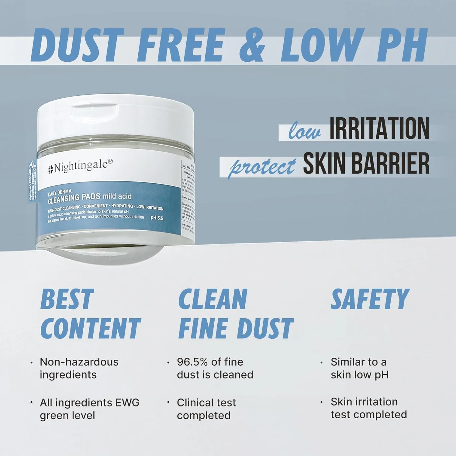 پدهای پاک کننده روزانه پوست نایتینگل مدل Mild Acid، تعداد 70 عدد - مراقبت از پوست صورت با اسید هیالورونیک، پاک کننده آرایش آبرسان - پدهای لایه بردار ملایم صورت برای پوست حساس