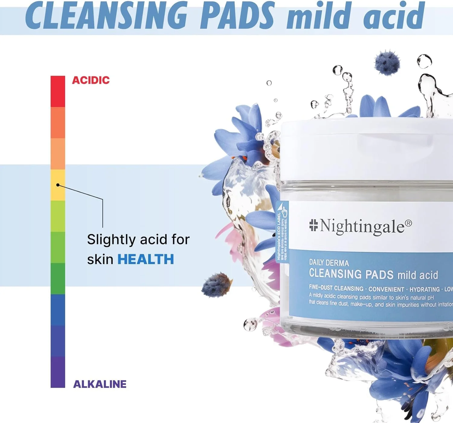 پدهای پاک کننده روزانه پوست نایتینگل مدل Mild Acid، تعداد 70 عدد - مراقبت از پوست صورت با اسید هیالورونیک، پاک کننده آرایش آبرسان - پدهای لایه بردار ملایم صورت برای پوست حساس