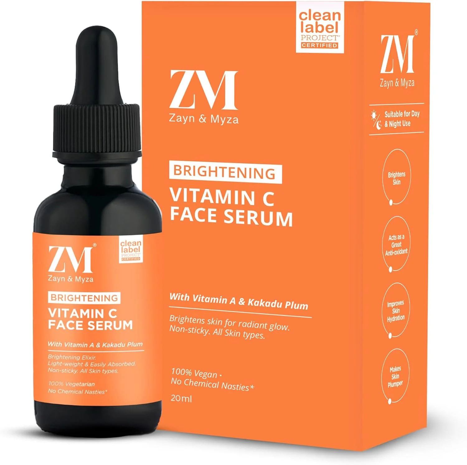 سرم صورت ویتامین C زِد اِم زین اند مایزا | سرم روشن کننده برای پوست درخشان | احیا کننده پوست کدر | محو کننده لک و تیرگی | مناسب انواع پوست | 20 میلی لیتر