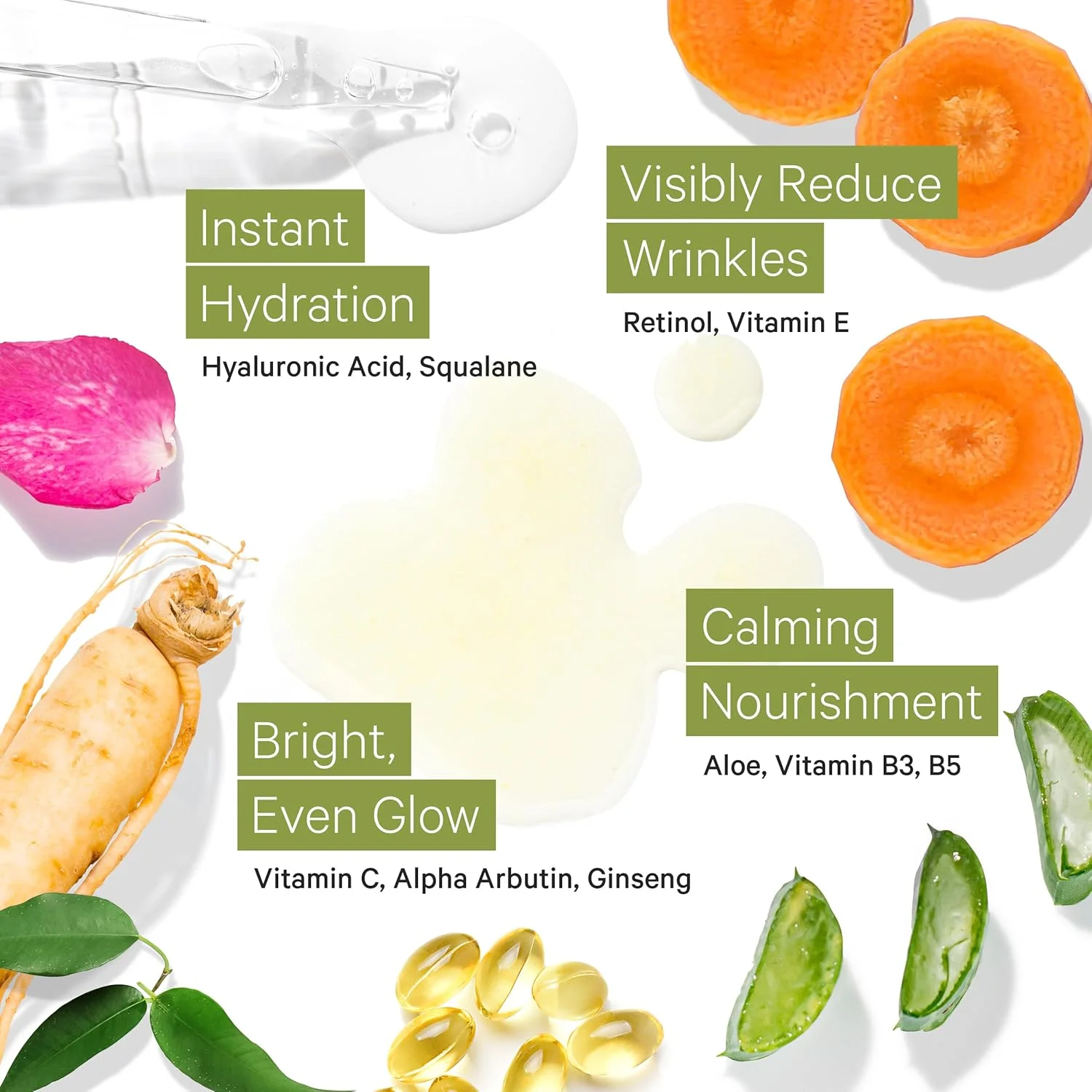 سرم ضد پیری حاوی رتینول، ویتامین C و هیالورونیک اسید برای صورت و چین و چروک - سرم آبرسان صورت برای پوست خشک و حساس، سرم شب برای زنان و مردان حاوی ویتامین A، E و گلیکولیک اسید