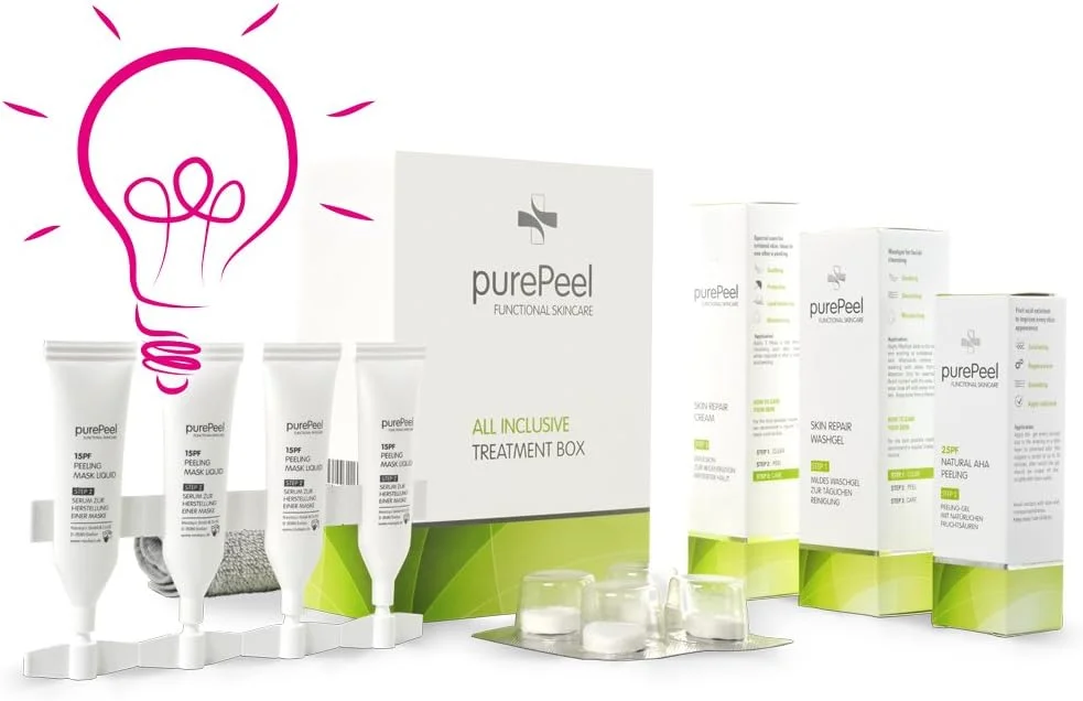 اسکراب اسید میوه AHA / جعبه کامل / پاک کننده صورت، اسکراب صورت، مراقبت از صورت برای پوست کدر، لک ها، جوش ها و چروک ها / ست لایه بردار