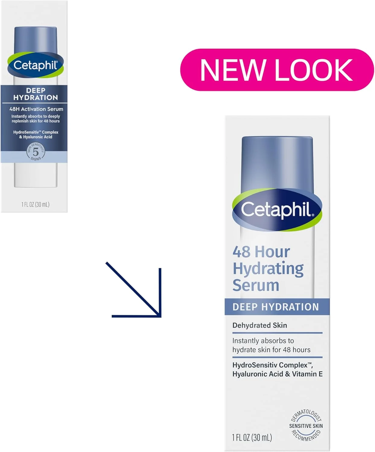 سرم فعال کننده آبرسانی عمیق 48 ساعته بدون عطر ستافیل، 30 میلی لیتر، مرطوب کننده صورت پوست خشک 48 ساعته برای پوست حساس، حاوی اسید هیالورونیک، ویتامین E و B5، توصیه شده توسط متخصص پوست