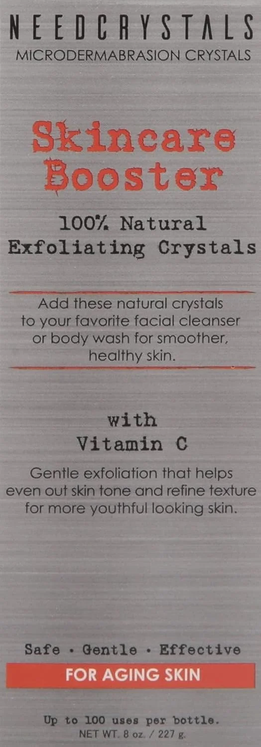 کریستال‌های میکرودرم ابریژن NeedCrystals، اسکراب صورت خانگی با ویتامین C. لایه بردار طبیعی صورت برای پوست کدر یا خشک، بهبود دهنده چروک، ضد پیری، بافت و روشن کننده پوست. 226 گرم