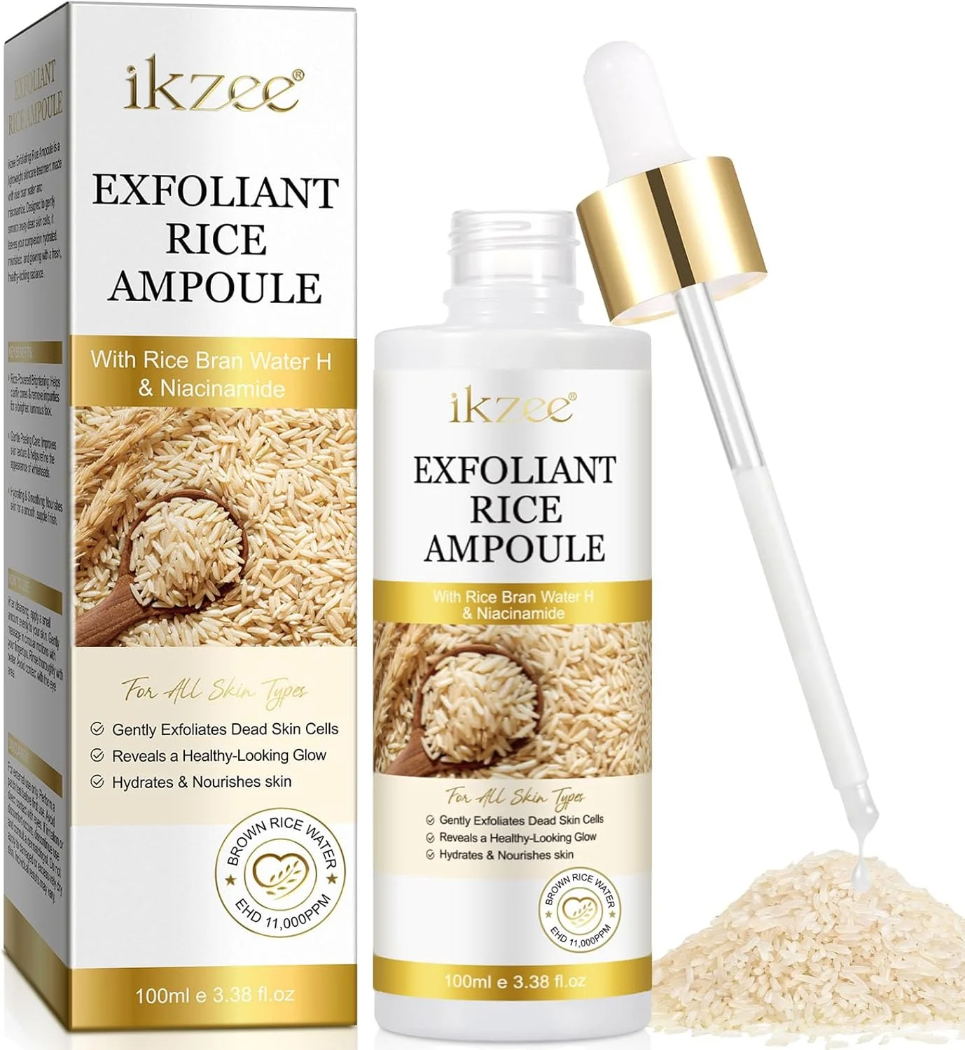 سرم لایه بردار برنج سفید، آمپول لایه بردار با مراقبت ویژه، به آرامی سلول های مرده پوست و جوش های سرسیاه را از بین می برد، رطوبت شدیدی را فراهم می کند و بازسازی پوست را برای داشتن پوستی نرم فعال می کند.