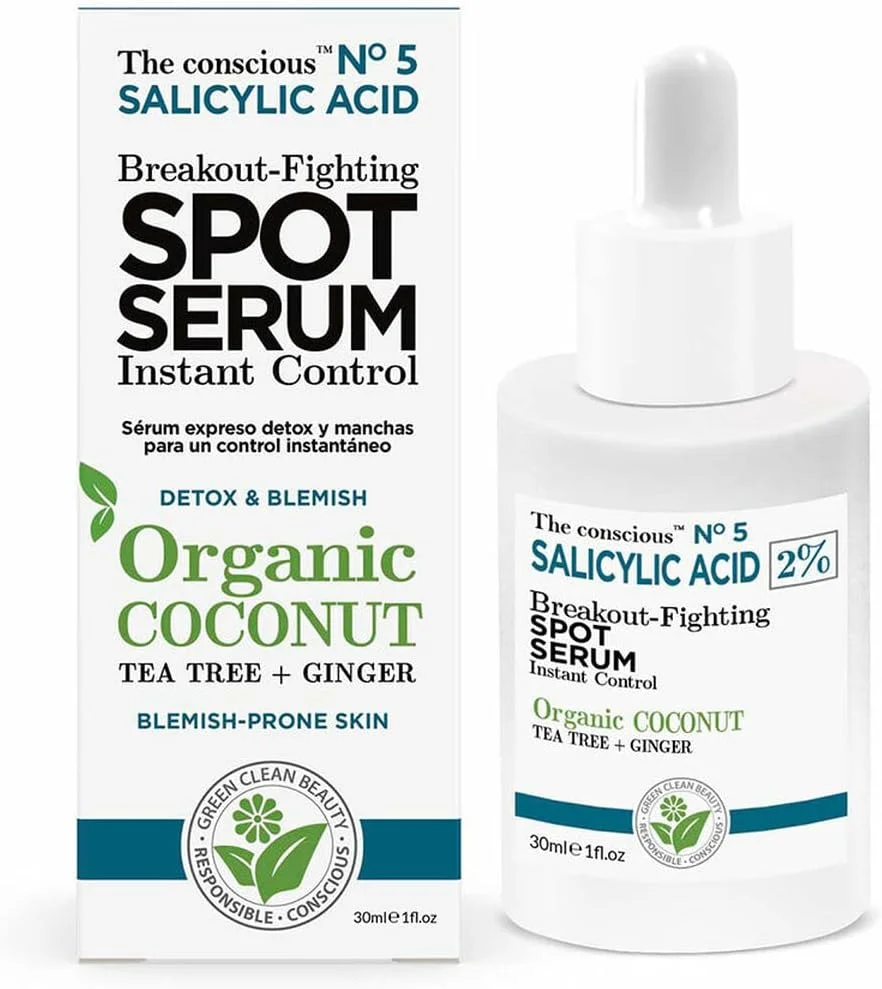 سرم صورت نارگیل ارگانیک حاوی اسید سالیسیلیک برای مبارزه با لک و جوش، 30 میلی لیتر