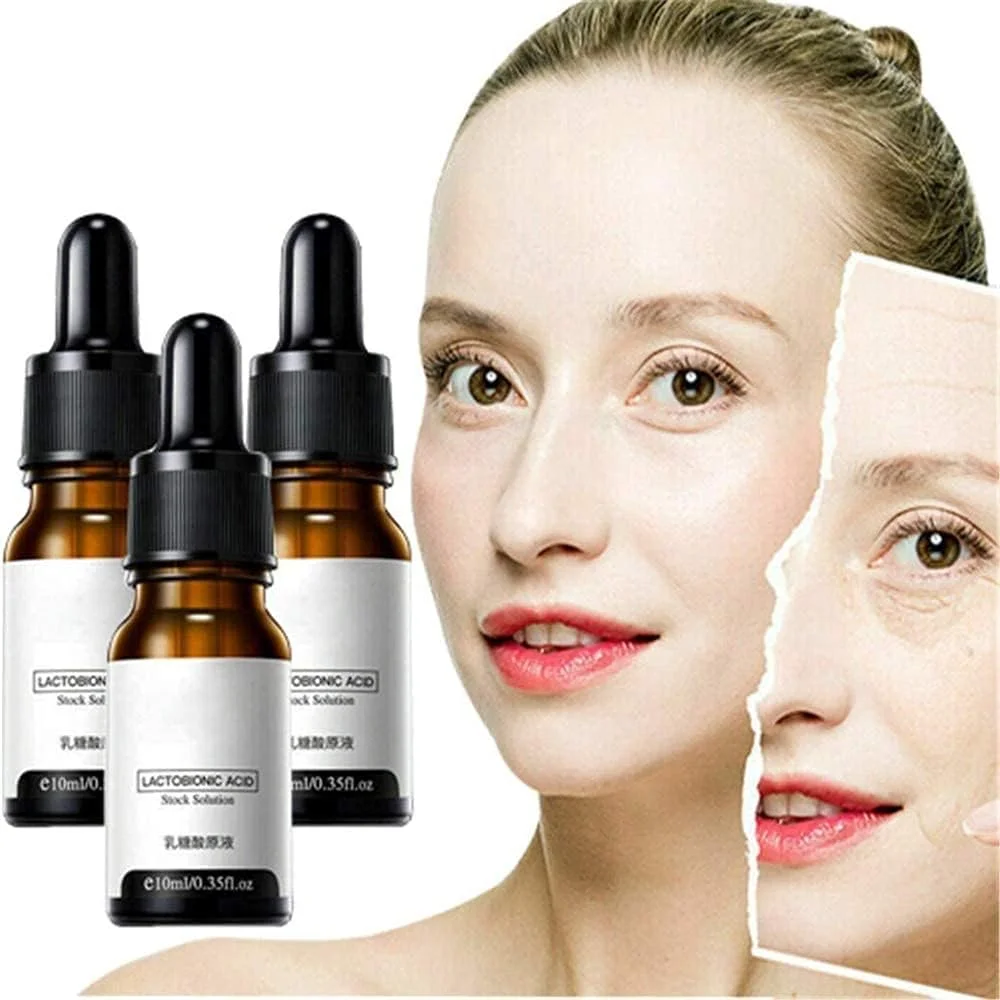 سرم کوچک کننده منافذ پوست، سرم لاکتوبیونیک اسید 10 میلی لیتر، مراقبت از منافذ صورت، سرم بی نقص فوری - لایه بردار، کاهش منافذ، ضد پیری 3 عدد