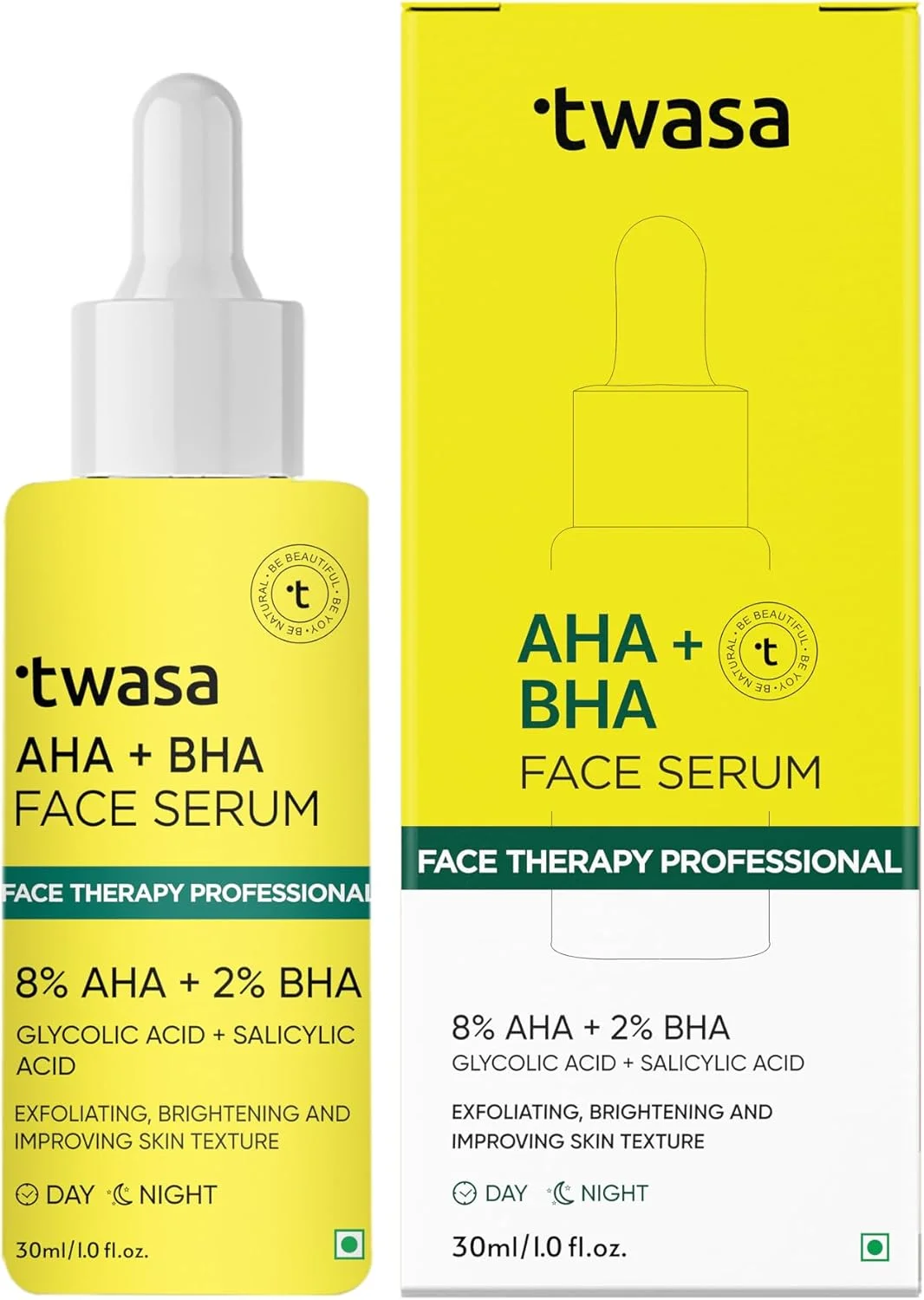 سرم لایه بردار صورت تواسا حاوی 8% AHA + 2% BHA، سرم حاوی AHA (گلیکولیک اسید) و BHA (سالیسیلیک اسید) | سرم لایه بردار | سرم برای کاهش خطوط ریز و چروک، کاهش رنگدانه | 30 میلی لیتر