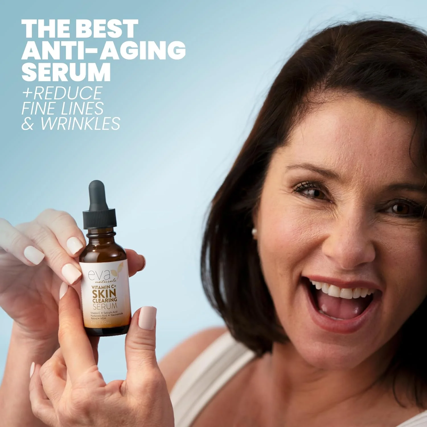 سرم ویتامین C اوا نچرالز برای صورت - سرم روشن کننده پوست با اسید سالیسیلیک، رتینول، نیاسینامید و اسید هیالورونیک - سرم ضد پیری و درمان لک های تیره (30 میلی لیتر)