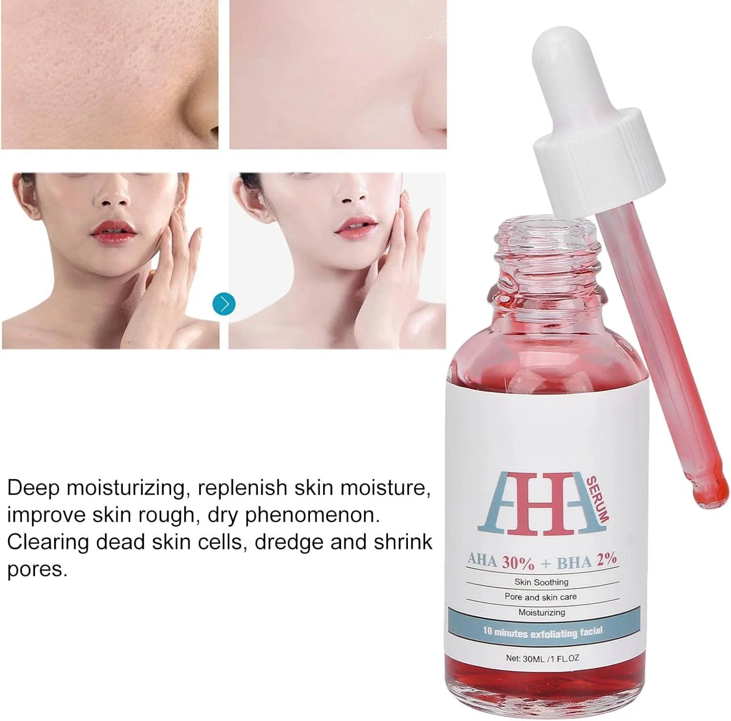 محلول لایه بردار 30 میلی لیتر AHA 30% + BHA 2%، سرم لایه بردار مرطوب کننده 30 میلی لیتر، لایه بردار صورت برای یکدست کردن رنگ پوست محلول لایه بردار 30 میلی لیتر AHA 30% + BHA 2%، سرم لایه بردار مرطوب کننده 30 میلی لیتر، لایه بردار صورت برای یکدست کردن رنگ پوست