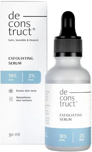 سرم لایه بردار Deconstruct حاوی 18% AHA + 2% BHA | سرم صورت - لایه برداری برای صاف کردن بافت پوست، یکنواخت کردن رنگ پوست و درخشان کردن پوست | 30 میلی لیتر