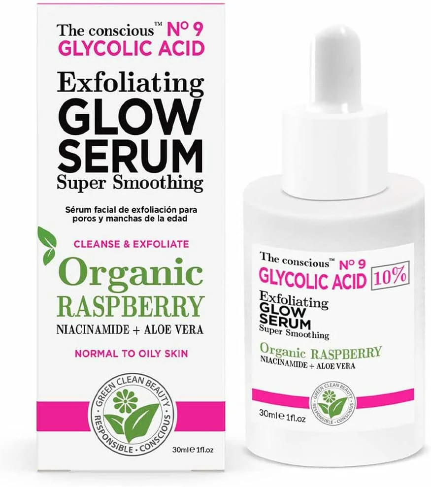 سرم صورت لایه بردار حاوی گلیکولیک اسید و تمشک برای درخشش پوست، 30 میلی لیتر