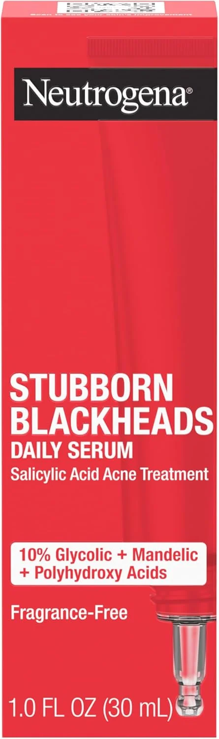 سرم صورت روزانه ضد جوش سرسیاه نوتروژینا حاوی اسید سالیسیلیک، گلیکولیک، پلی هیدروکسی و ماندلیک، سرم صورت فاقد چربی برای پوست مستعد آکنه برای کمک به پاکسازی منافذ مسدود شده، 30 میلی لیتر