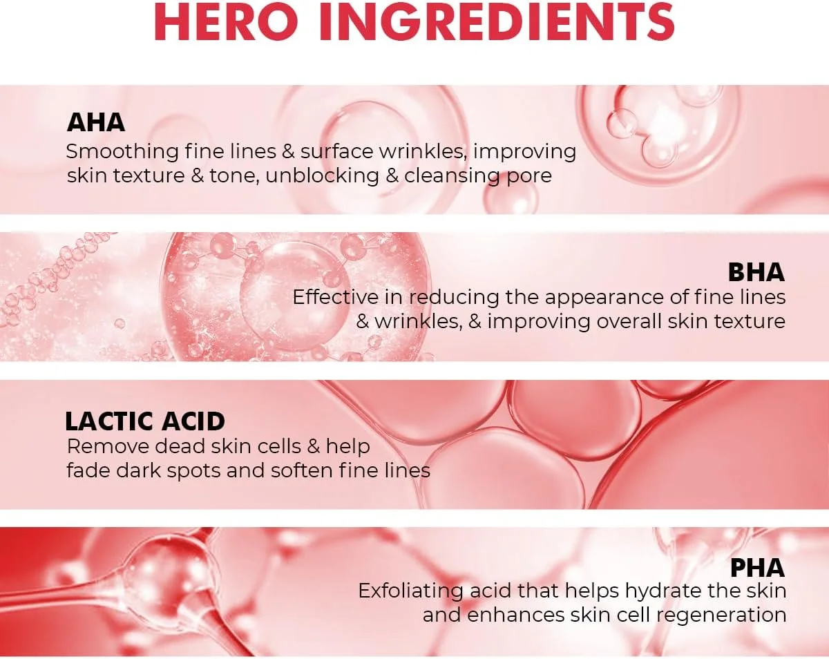 محلول لایه بردار %25 AHA، %2 BHA، %5 PHA کانشس کمست | 30 میلی لیتر | محلول پیشرفته لایه بردار AHA BHA، سرم ضد پیری، سرم لایه بردار برای رفع احتقان منافذ و خطوط ریز - Derm Date