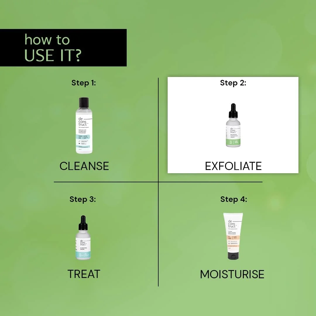 سرم لایه بردار ملایم دکانستراکت با 5% لاکتیک اسید (AHA) + 1.5% پروبیوتیک | لایه بردار صورت برای روشن کردن پوست، یکنواخت کردن لکه های تیره و جای جوش، تقویت و صاف کردن پوست | 30 میلی لیتر