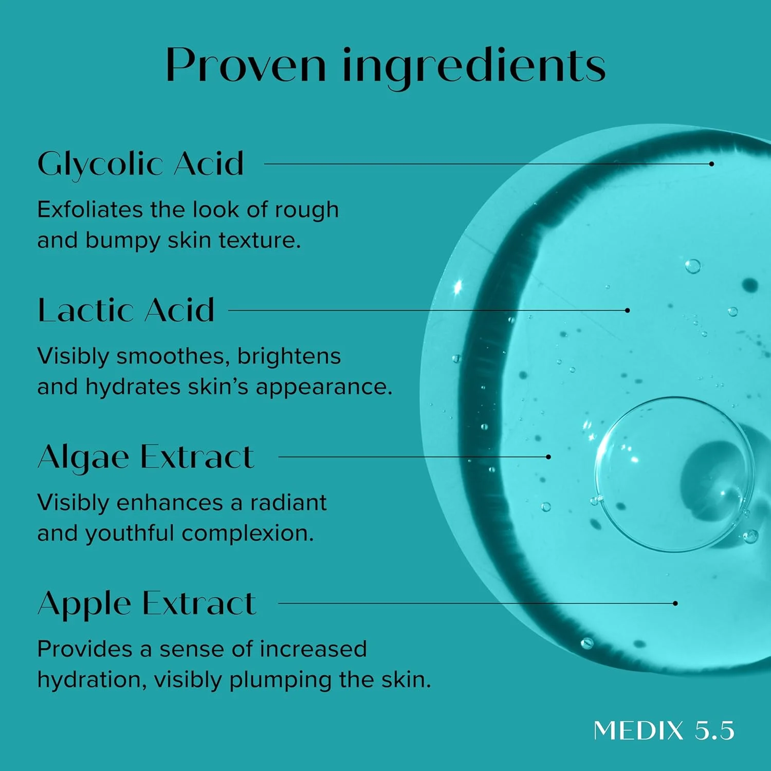 بوستر لایه بردار گلیکولیک و لاکتیک اسید 20% مدیکس 5.5 | سرم بدن AHA برای نرم کردن پوست خشک، 50 میلی لیتر