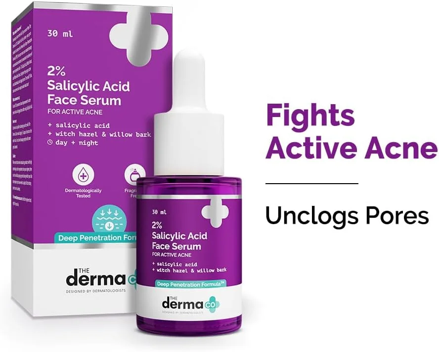 سرم صورت ۲% سالیسیلیک اسید The Derma Co برای جوش و جای جوش | حاوی فندق افسونگر و پوست درخت بید | فرمول نفوذ عمیق | رفع انسداد منافذ و کنترل چربی | مناسب انواع پوست | آقایان و بانوان - 30 میلی لیتر