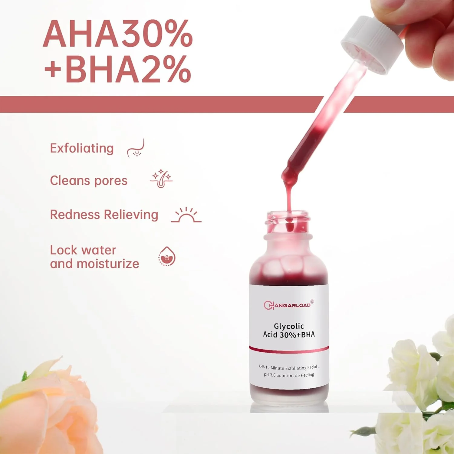 محلول لایه بردار AHA 30% + BHA 2%، 30 میلی لیتر، سرم لایه بردار صورت، لایه برداری شیمیایی صورت، سرم اسید گلیکولیک