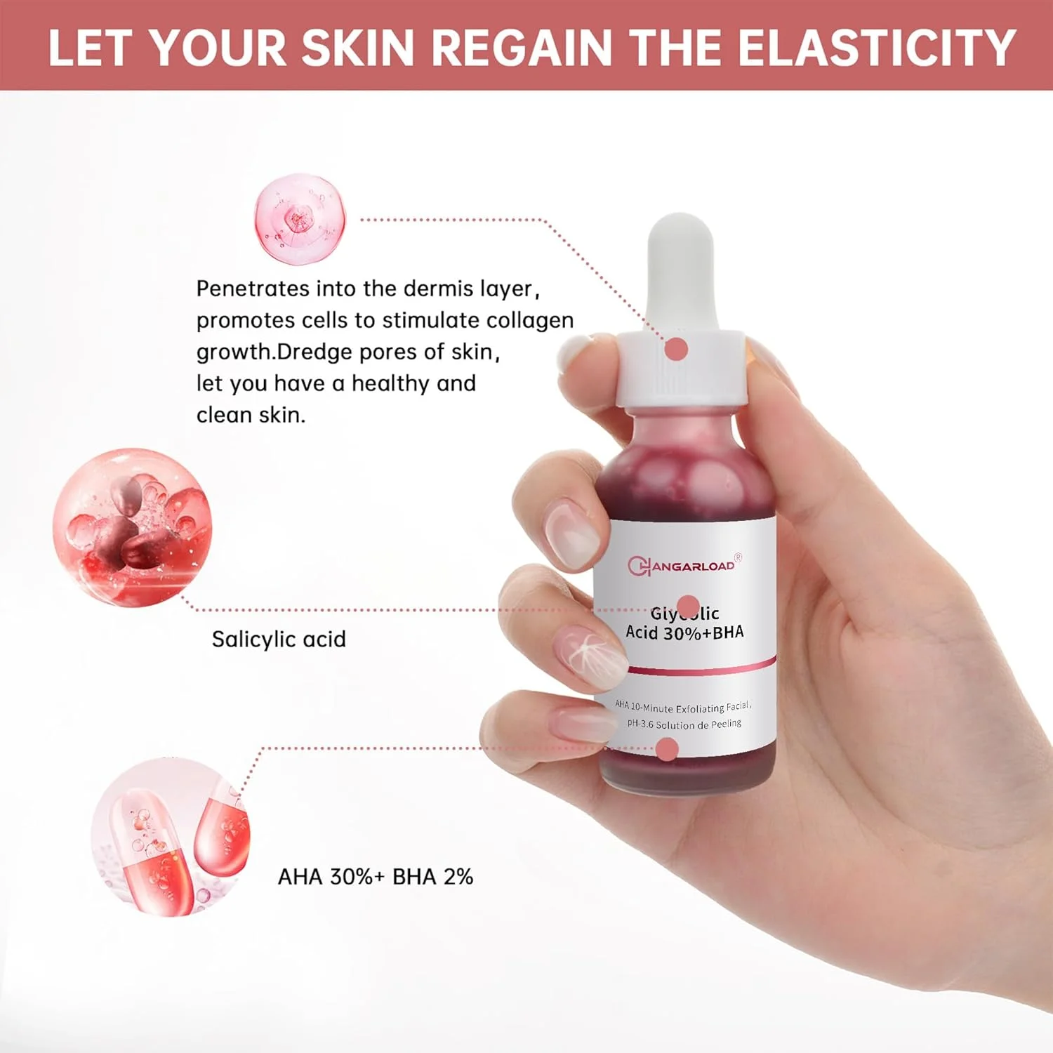 محلول لایه بردار AHA 30% + BHA 2%، 30 میلی لیتر، سرم لایه بردار صورت، لایه برداری شیمیایی صورت، سرم اسید گلیکولیک