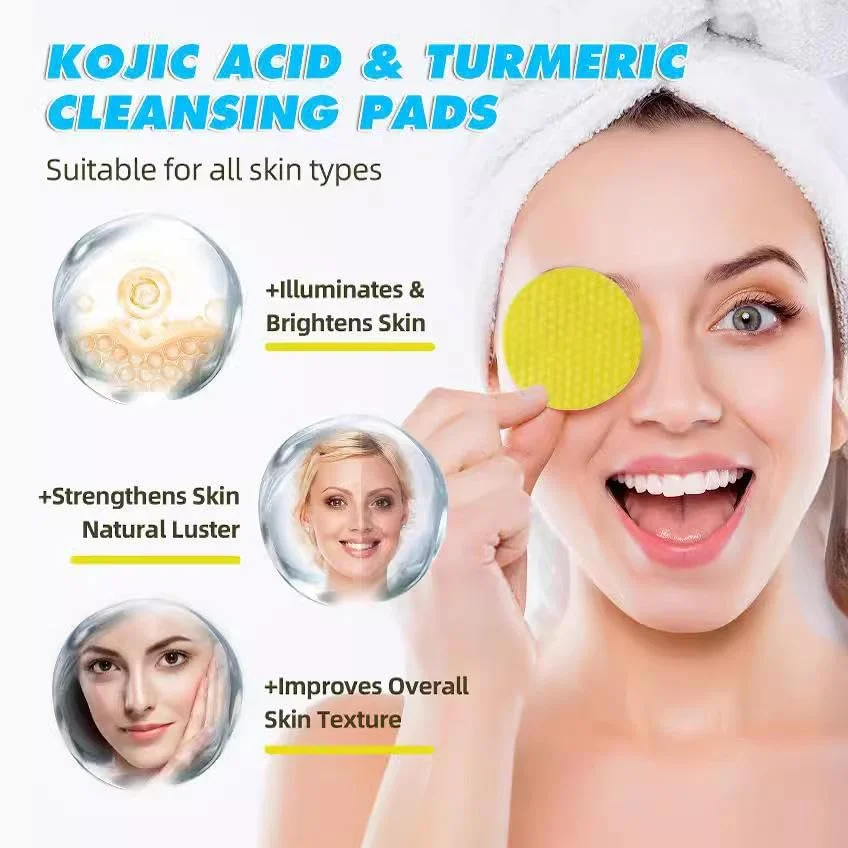 پدهای پاک کننده صورت حاوی زردچوبه و کوجیک اسید RadianceRevive، پدهای لایه بردار صورت برای کاهش لکه های تیره، پاک کننده عمیق منافذ | 60 عدد پد لایه بردار