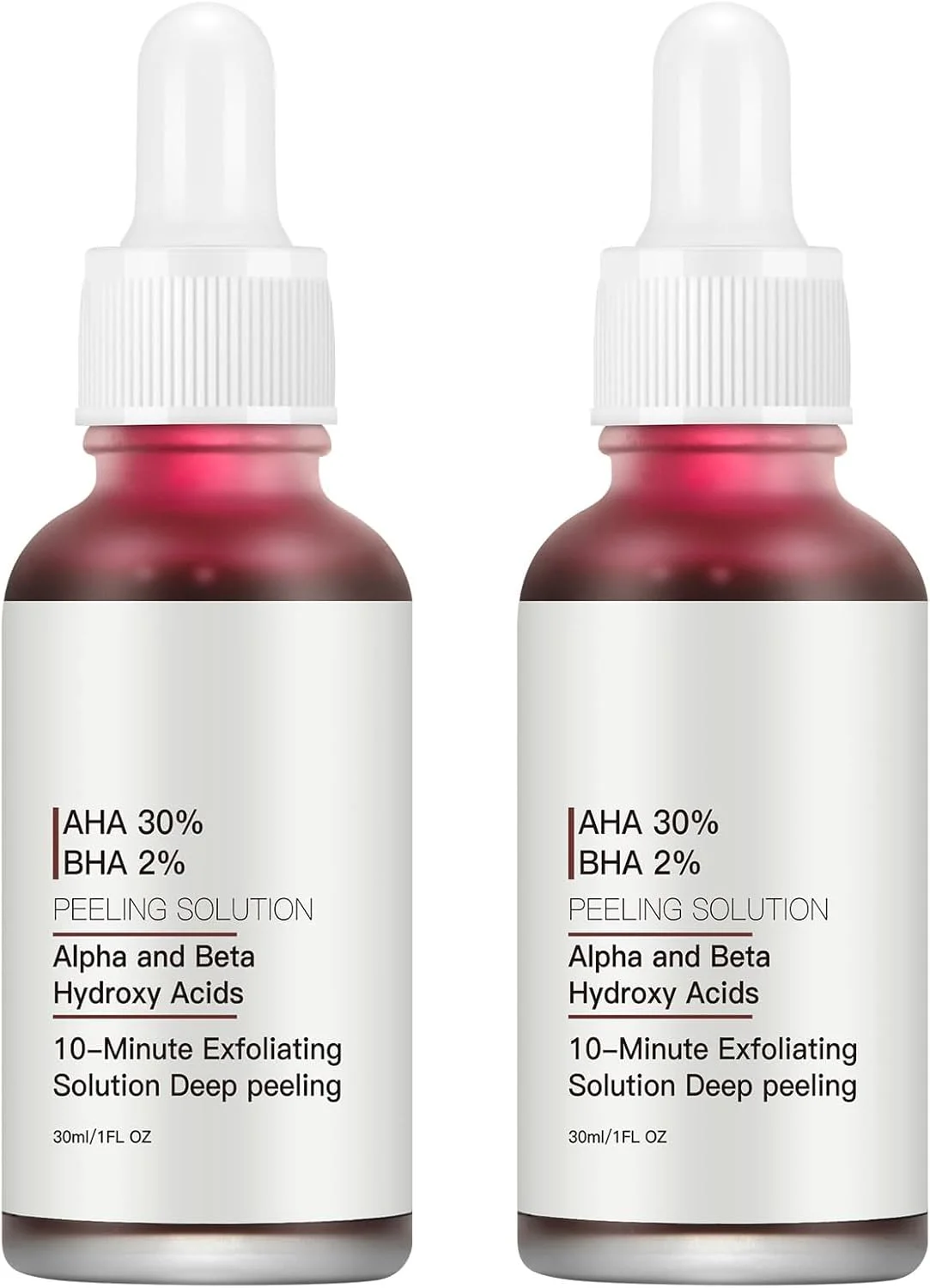 محلول لایه بردار صورت قرمز، سرم لایه بردار AHA 30% + BHA 2% برای مبارزه با لک ها، کاهش تراکم منافذ و خطوط ریز، محلول لایه بردار صورت AHA