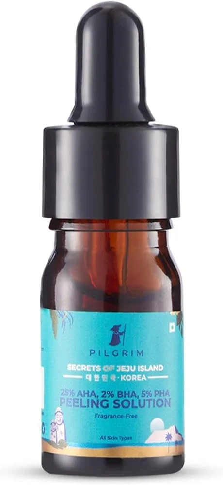 محلول لایه بردار پیلگریم 25% AHA + 2% BHA + 5% PHA (مینی) برای صورت | فیشیال 10 دقیقه ای | لایه بردار شیمیایی صورت برای پوست درخشان | سرم لایه بردار | مردان و زنان | فیشیال در خانه | 5 میلی لیتر