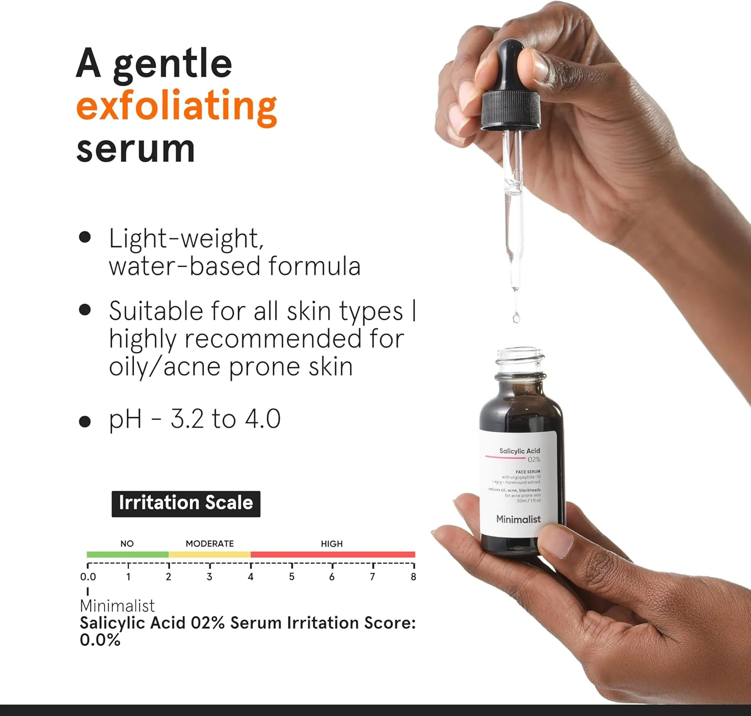 سرم سالیسیلیک اسید 2% مینیمالیست برای پوست چرب | کمک به رفع منافذ باز، جوش ها، دانه های سرسیاه و بافت ناهموار | لایه بردار BHA برای پوست چرب | 30 میلی لیتر
