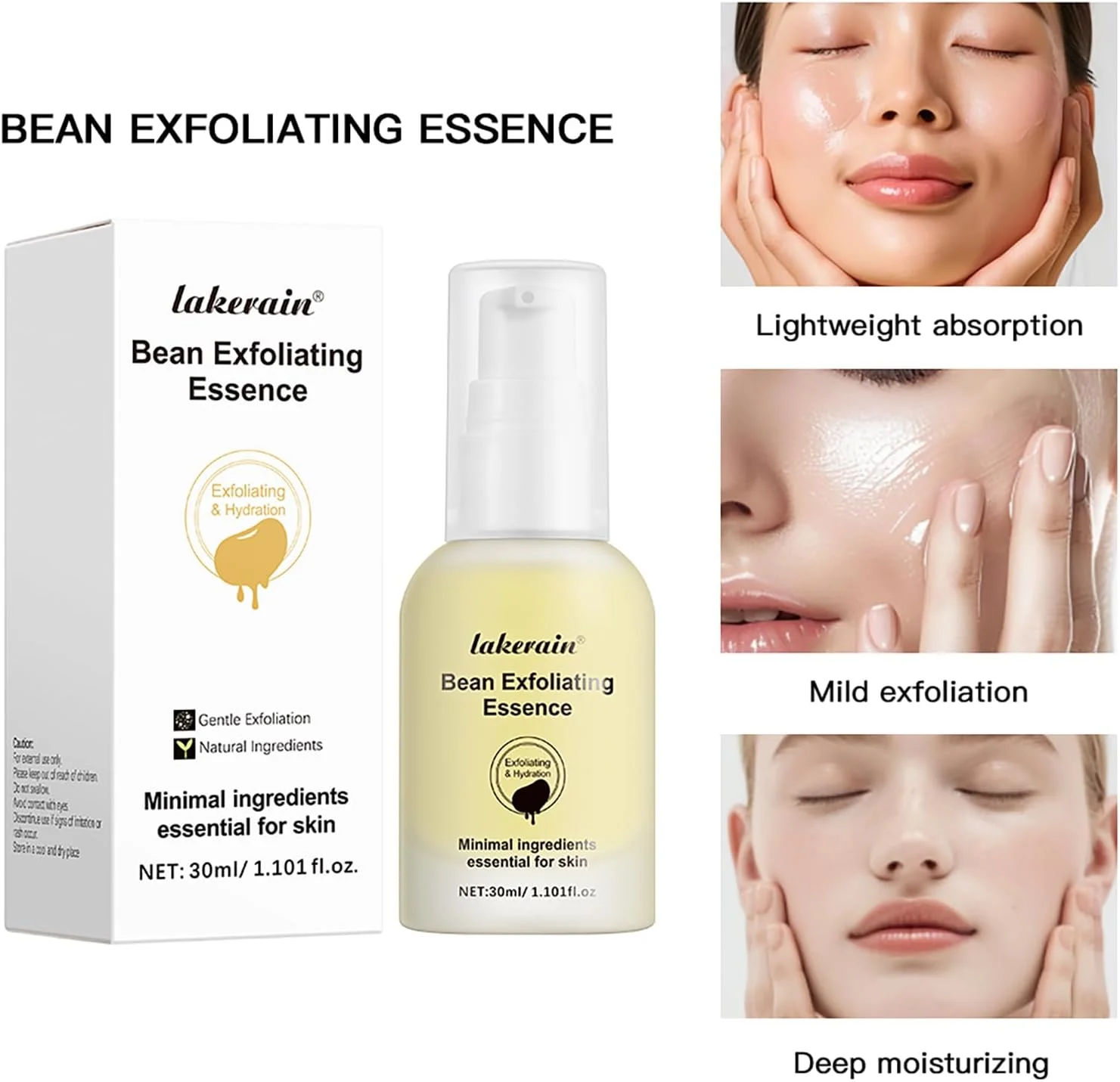 اسانس لوبیا، اسانس لایه بردار صورت، سرم آبرسان صورت، مرطوب کننده و تسکین دهنده پوست، لایه برداری ملایم برای جوش های سرسیاه، منافذ باز، چروک و خطوط ریز