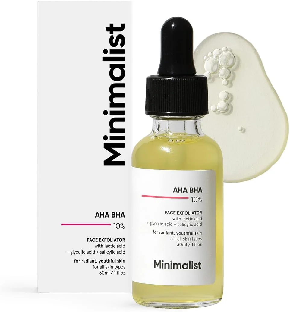 سرم لایه بردار ملایم 10% AHA BHA مینیمالیست برای مبتدیان | سرم AHA (لاکتیک اسید و گلیکولیک اسید) و BHA (سالیسیلیک اسید)