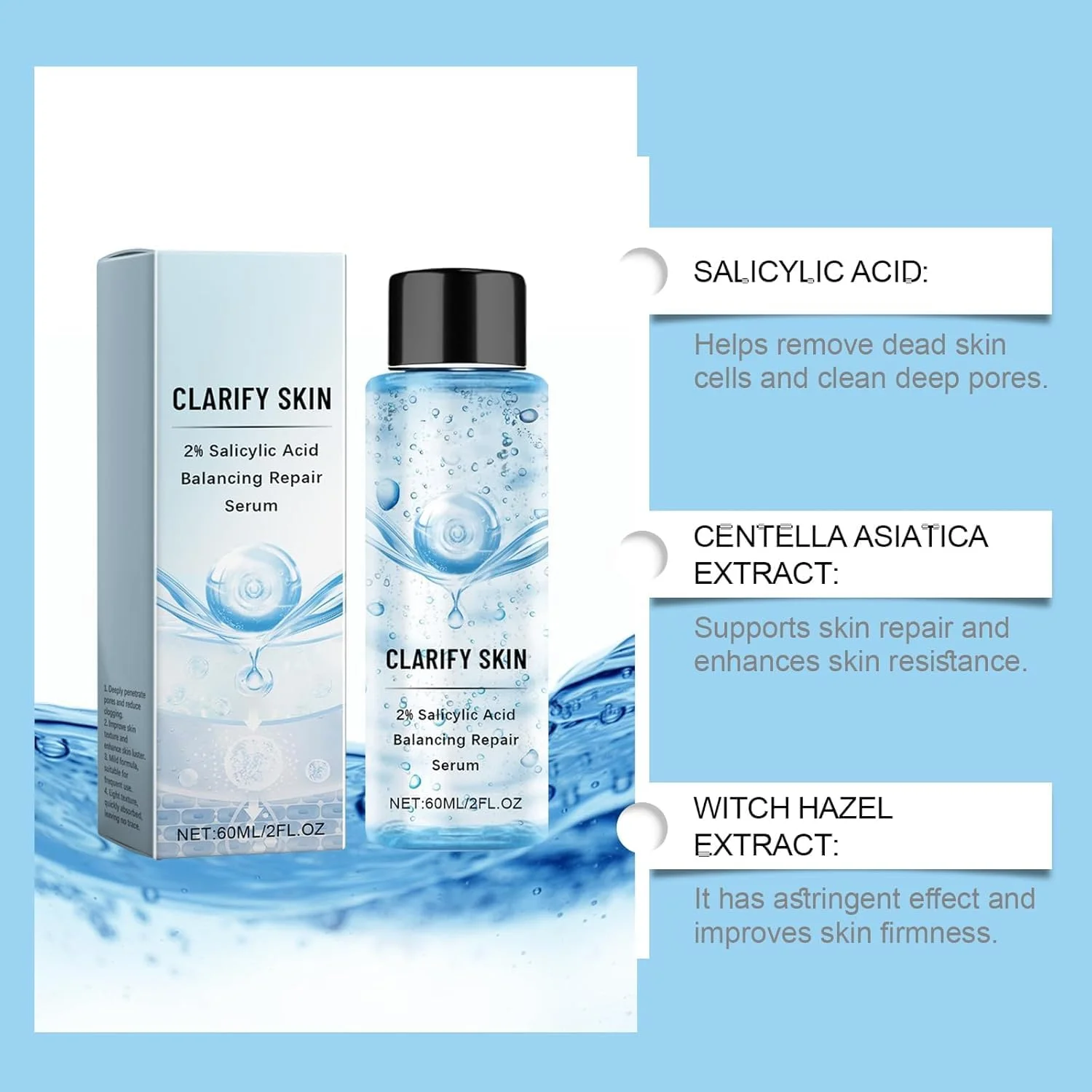 سرم صورت حاوی اسید سالیسیلیک، سرم لایه بردار صورت ضد جوش حاوی اسید سالیسیلیک، مناسب پوست های حساس و منافذ باز، مبارزه با جوش، سرسیاه و منافذ باز، افزایش درخشندگی پوست
