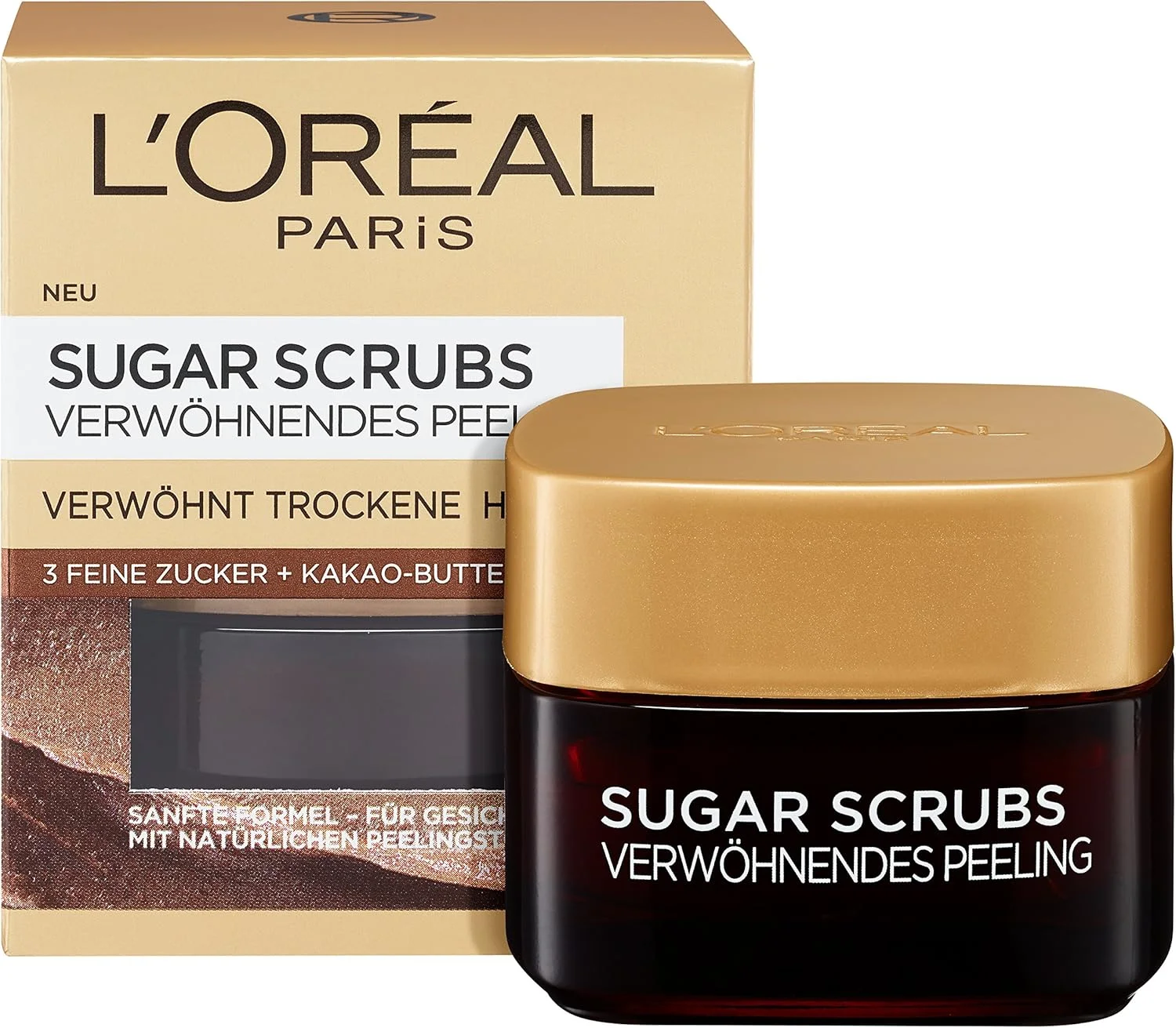 اسکراب صورت و لب لورآل پاریس با شکر و کره کاکائو، اسکراب نوازشگر شکر، 1 عدد 50 میلی لیتر