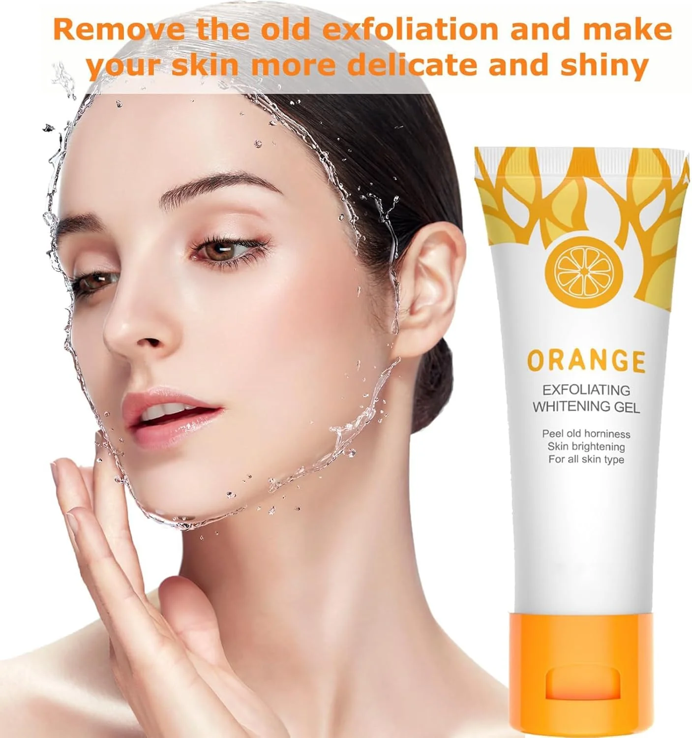 ژل لایه بردار صورت پرتقالی FUIN، اسکراب صورت لایه بردار ویتامین C، اسکراب پاک کننده عمیق ملایم و موثر، از بین بردن سلول های مرده پوست، روشن کننده پوست، افزایش نرمی و درخشندگی پوست