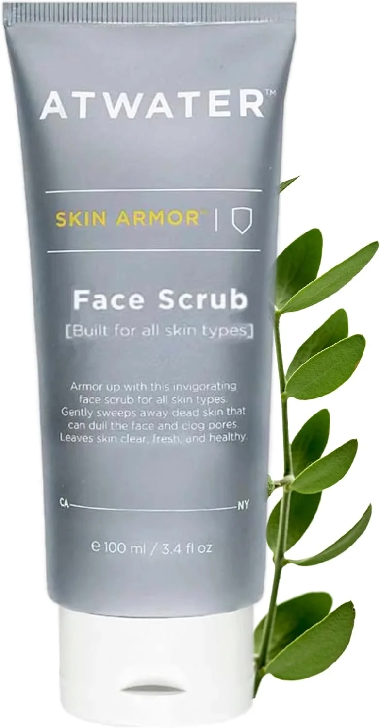 اسکراب لایه بردار صورت ATWATER Skin Armor، پاک کننده صورت مردانه - صاف و تمیز کننده پوست برای از بین بردن پوست های مرده - سایز مسافرتی، طراوت بخش و شاداب کننده - 100 میلی لیتر
