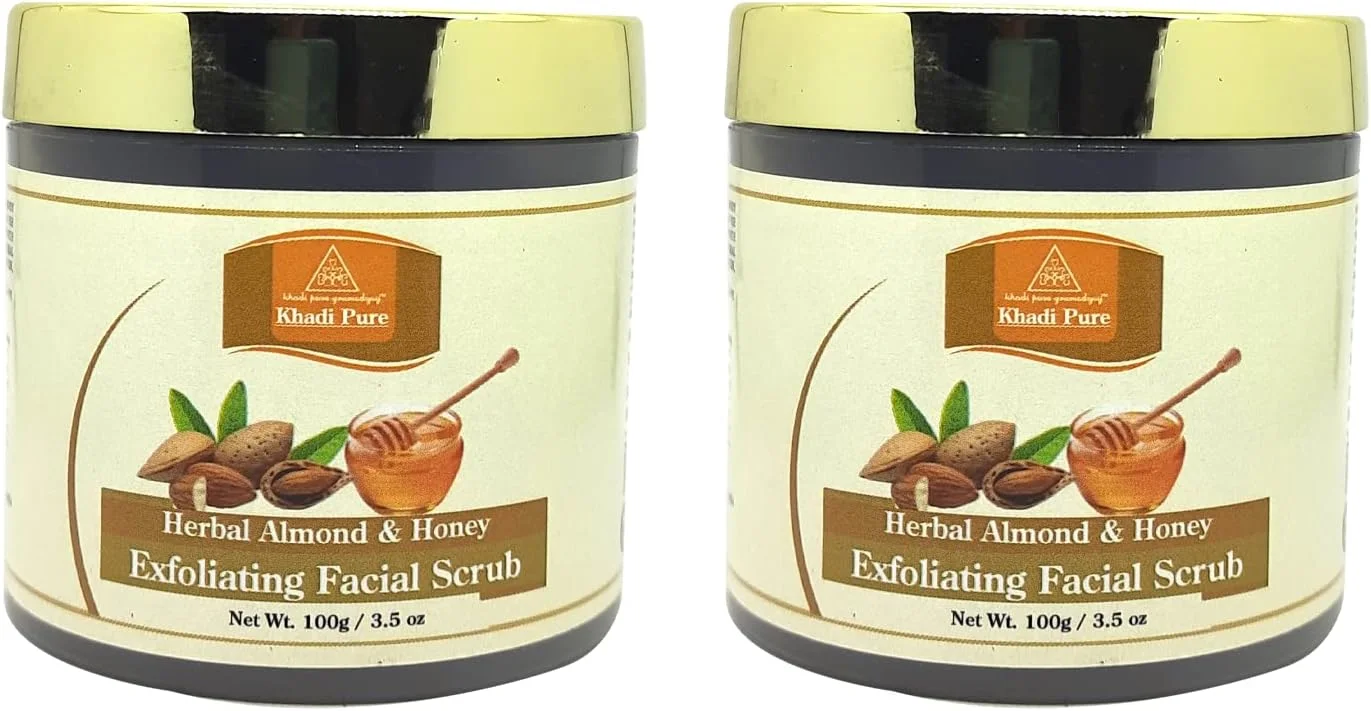 اسکراب لایه بردار صورت بادام و عسل گیاهی خالص Khadi، 100 گرمی (بسته 2 عددی)