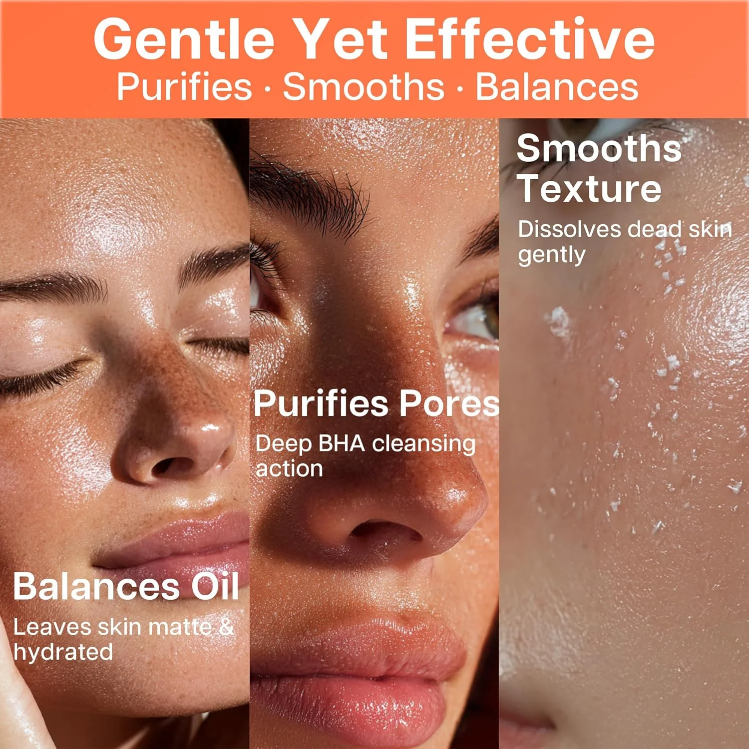 ژل لایه بردار و پاک کننده صورت و بدن VRAIKO OceAura با اسید سالیسیلیک - فرمول مرکبات نارنجی، پالایش منافذ، اسکراب صورت، پاک کننده و مرطوب کننده برای داشتن ظاهری درخشان