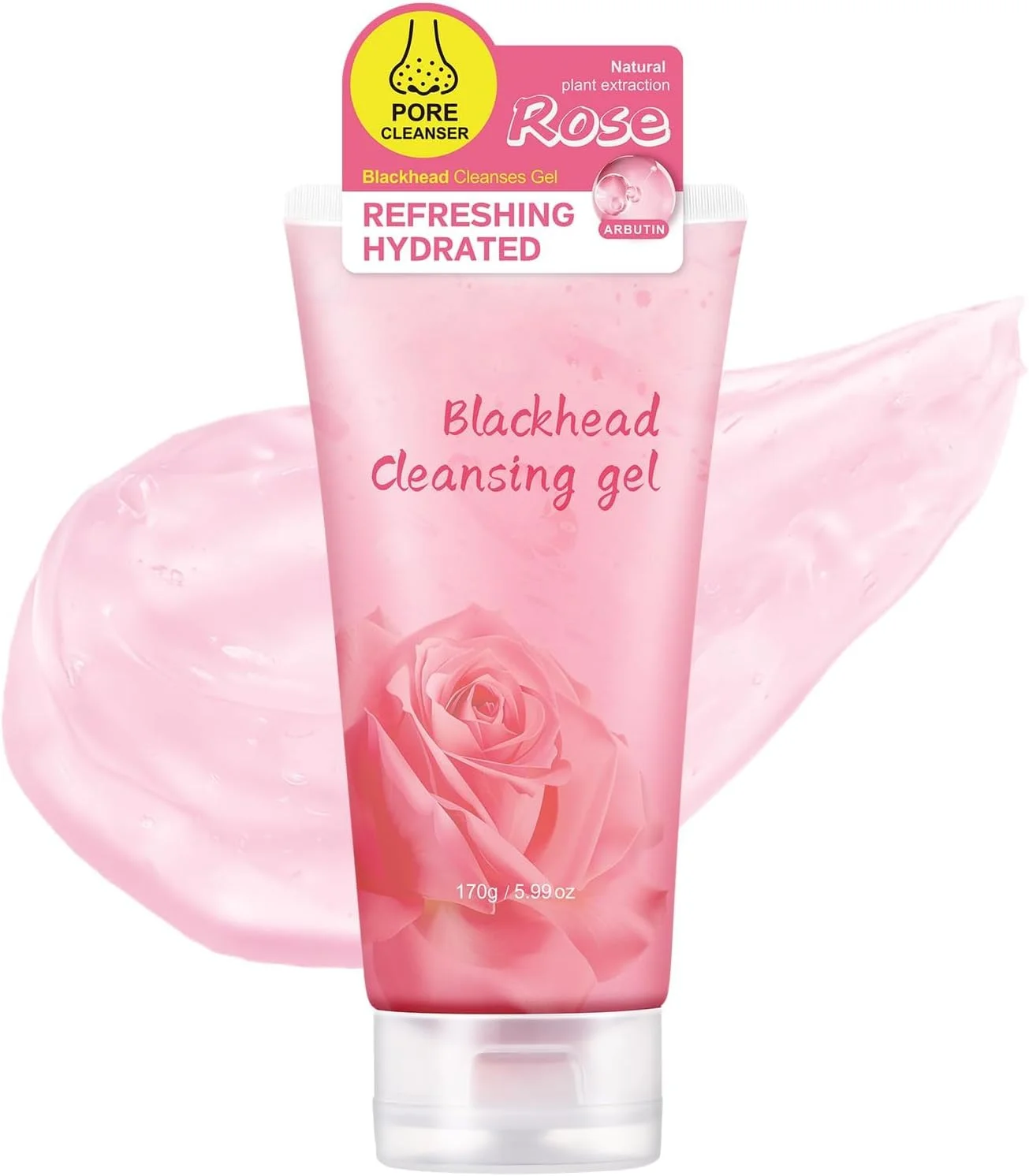 ژل پاک کننده جوش سرسیاه گل رز، برای صورت، بینی، بدن، پاکسازی عمیق، مرطوب کننده، کنترل چربی، ژل لایه بردار صورت برای انواع پوست