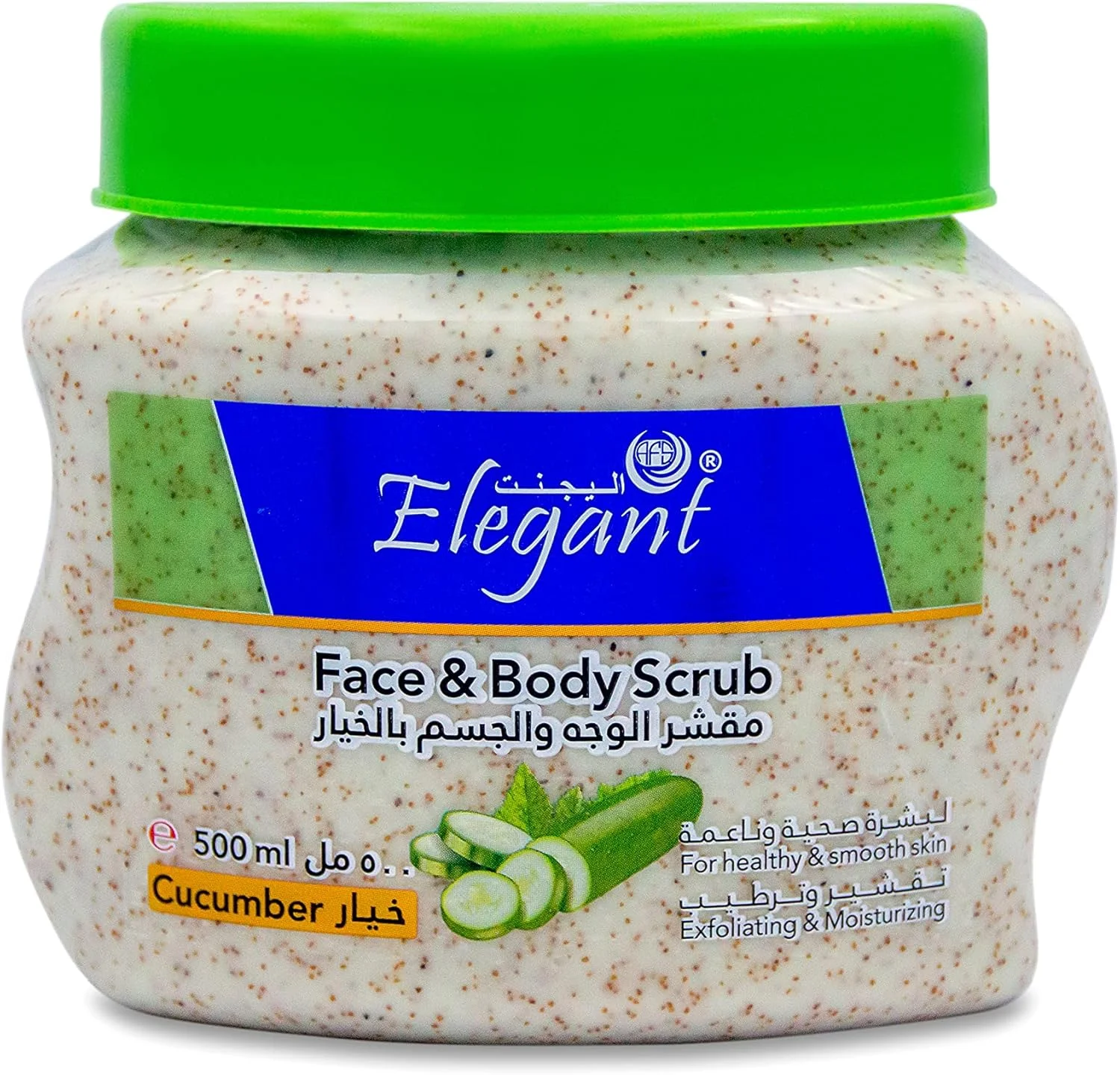 اسکراب صورت و بدن خیار خنک کننده | 500 میلی لیتر | پاک کننده عمیق و لایه بردار، لایه بردار صورت برای پوست سالم و صاف، عصاره های طبیعی برای مرطوب کننده - 500 میلی لیتر