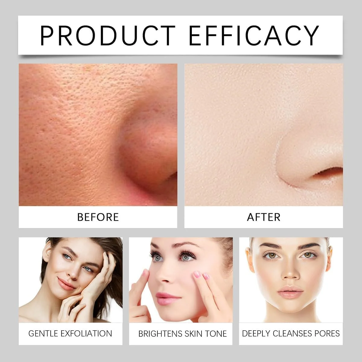 آمپول لایه بردار برنج سیاه و سفید PINKE، پاک کننده عمیق منافذ، لایه بردار ملایم صورت و بدن، پوست مرده، مناسب برای انواع پوست