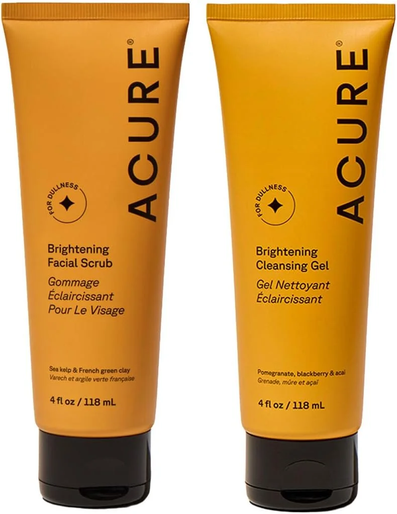 مجموعه پرفروش دوتایی اکیور - اسکراب روشن کننده صورت و ژل پاک کننده - مناسب انواع پوست - پاک کننده با انار، شاه توت و آکای - اسکراب با جلبک دریایی و خاک رس سبز فرانسوی