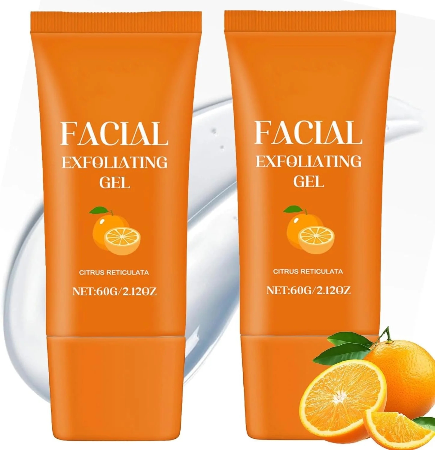 ژل لایه بردار صورت 2 عددی، ژل لایه بردار و پاک کننده برای ترمیم پوست صورت و بدن، اسکراب آبرسان آنزیم پرتقال، مرطوب کننده، پاک کننده و احیا کننده