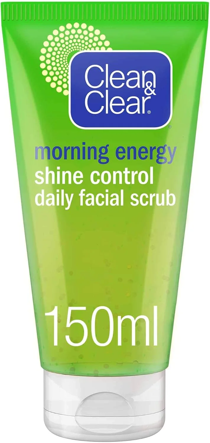 اسکراب روزانه صورت کلین اند کلیر، انرژی صبحگاهی، کنترل درخشش، حاوی دانه‌های لایه‌بردار برای لایه‌برداری و از بین بردن آلودگی، چربی و ناخالصی‌ها، 150 میلی‌لیتر