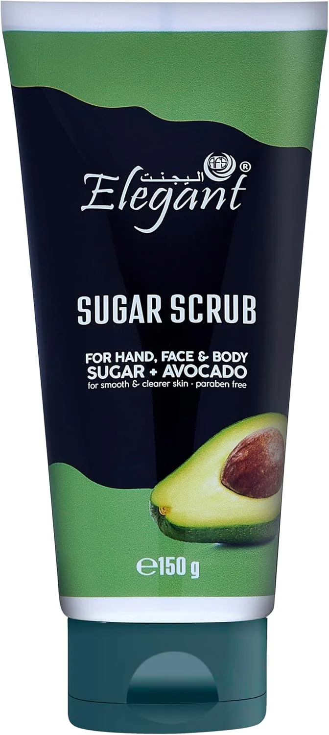 اسکراب شکر لایه بردار ظریف – شکر + آووکادو – 150 گرم – اسکراب شکر دست، صورت و بدن از AFS; برای پوستی سفت و هیدراته، بدون پارابن و بدون تست حیوانی