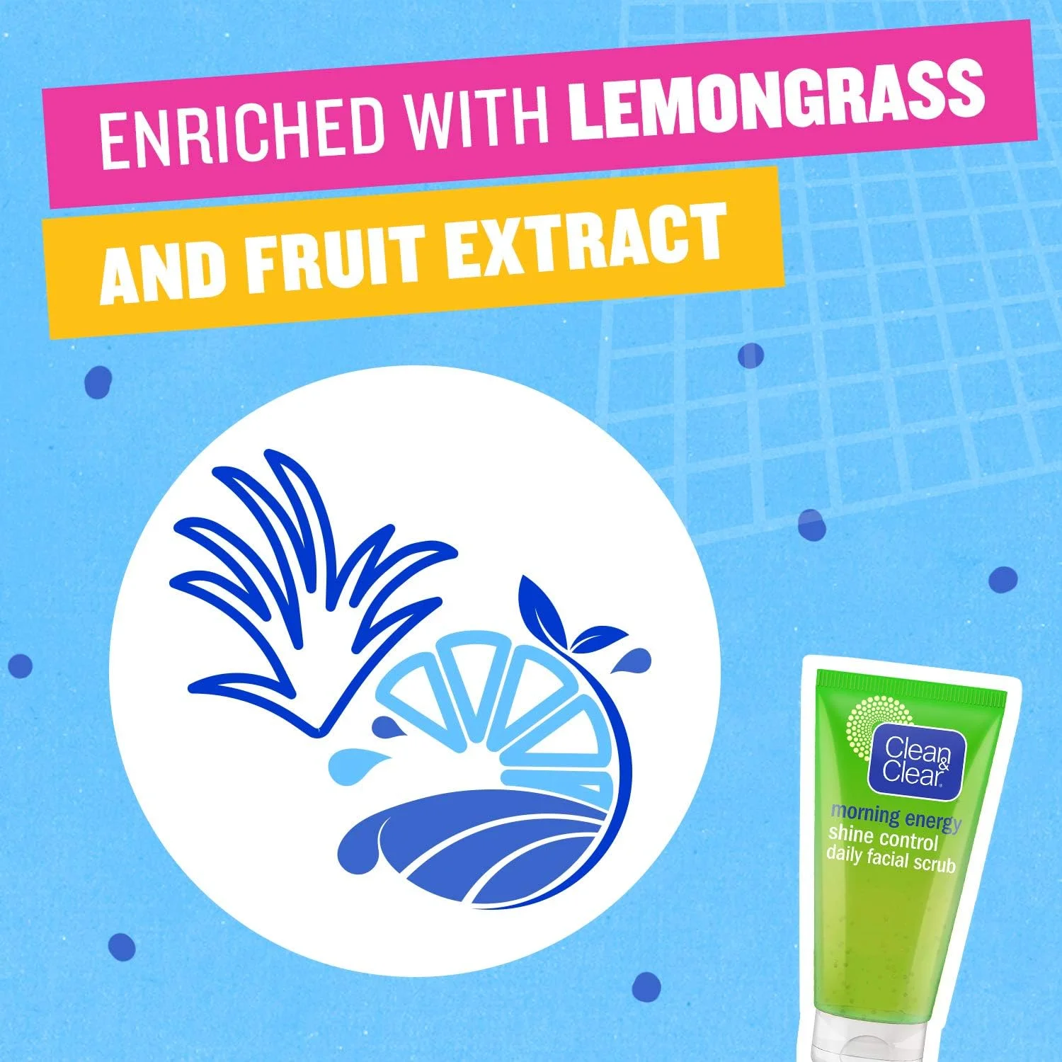 اسکراب روزانه صورت کلین اند کلیر، انرژی صبحگاهی، کنترل درخشش، حاوی دانه‌های لایه‌بردار برای لایه‌برداری و از بین بردن آلودگی، چربی و ناخالصی‌ها، 150 میلی‌لیتر