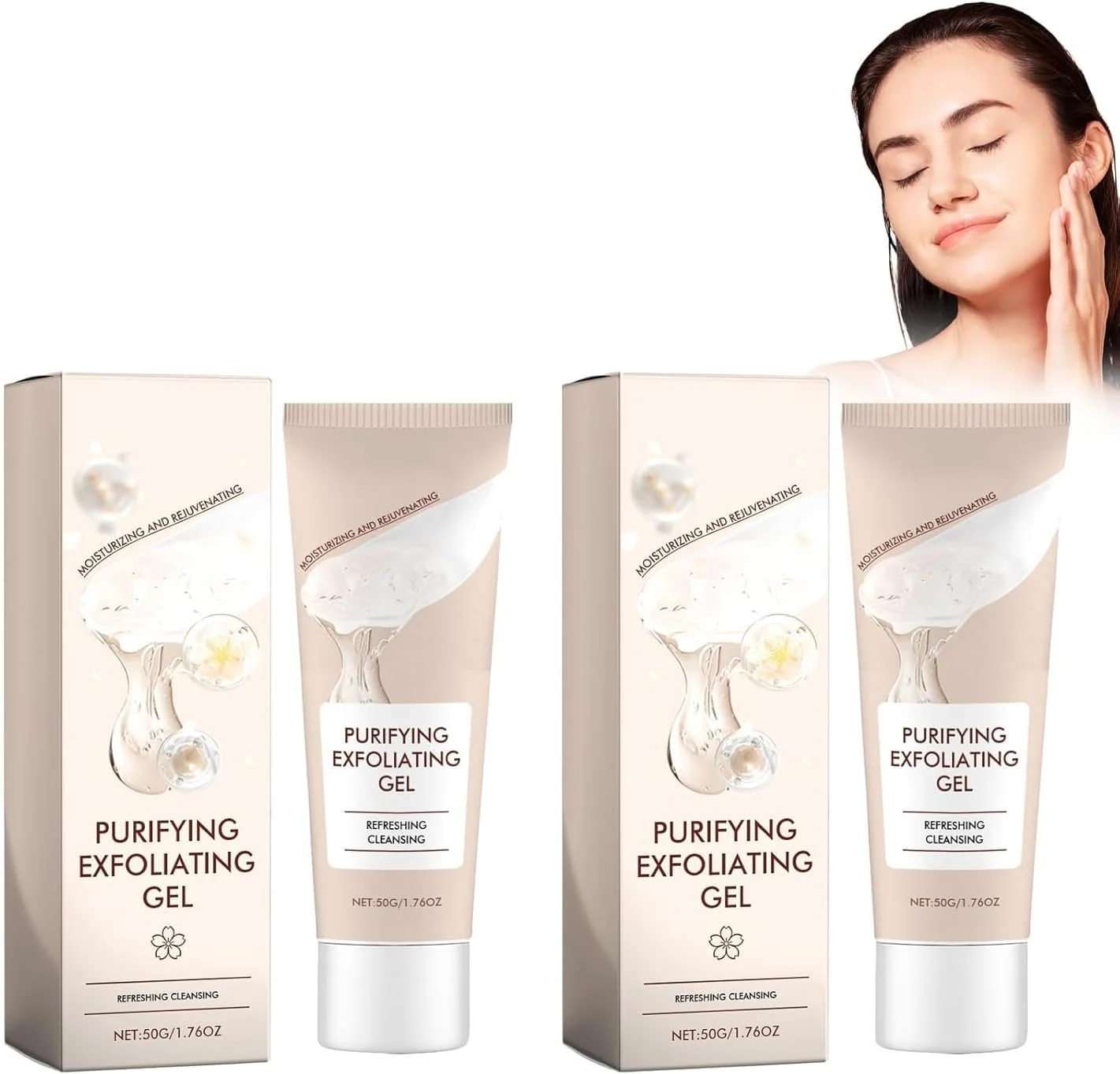 بسته دو عددی اسکراب صورت، پاک کننده طبیعی صورت، پاک کننده عمیق منافذ صورت با سدیم هیالورونات، پاک کننده ملایم صورت، مرطوب کننده و کنترل کننده چربی