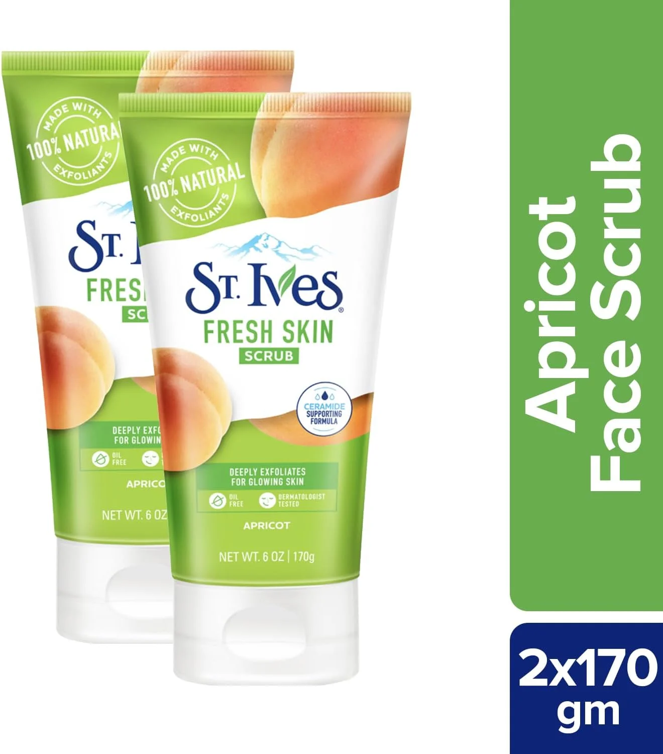 اسکراب صورت زردآلو فرش اسکین سینت ایوز با 100% لایه بردارهای و عصاره های طبیعی | اسکراب لایه بردار عمیق برای پوست درخشان | اسکراب صورت برای آقایان و بانوان | بسته 2 عددی 170 گرمی