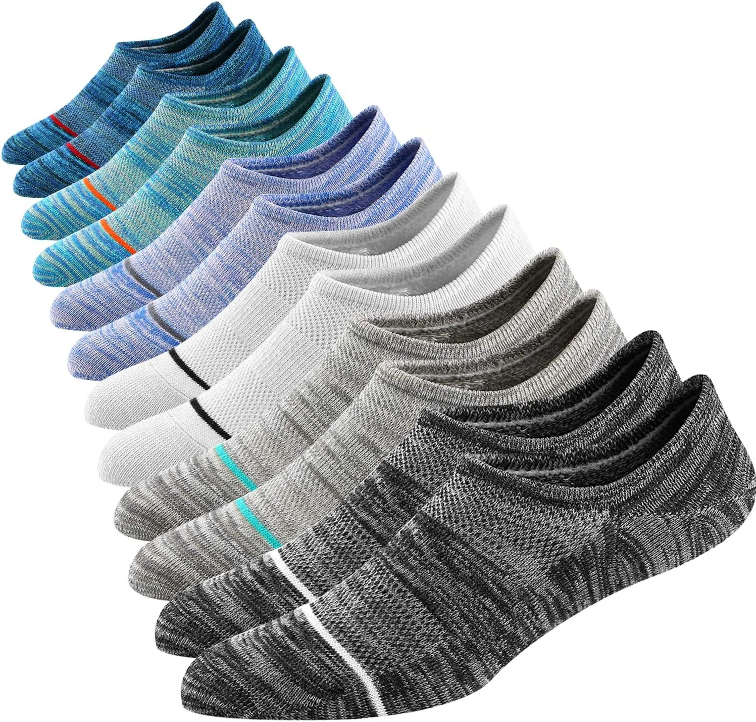 جوراب مردانه بدون دید، ساق کوتاه، غیر رسمی، نامرئی، جوراب نخی ورزشی ضد لغزش، 6 جفت، سایز M/L