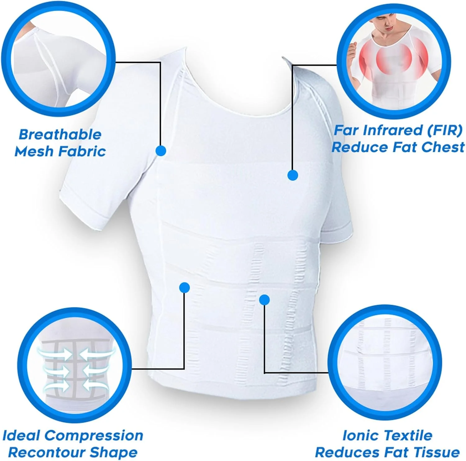 زیرپوش فرم دهنده یونی TechWear GFOUK، زیرپوش مردانه فشرده ساز، تاپ لاغری، گن شکم و پهلو (مشکی، M)