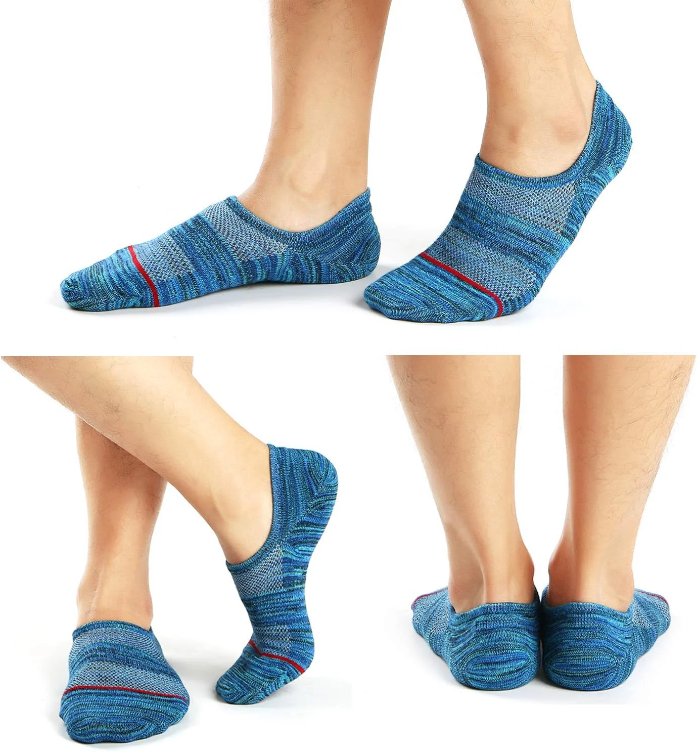 جوراب مردانه بدون دید، ساق کوتاه، غیر رسمی، نامرئی، جوراب نخی ورزشی ضد لغزش، 6 جفت، سایز M/L